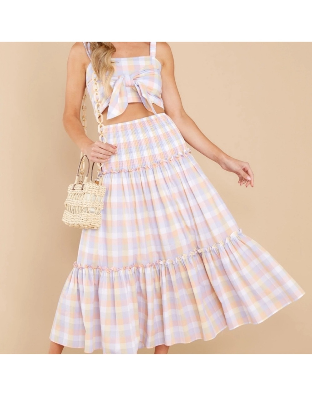 NWT Gingham Set with Crop Top and Skirt